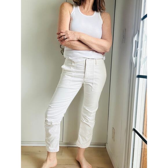 Y2K Cargo Capri Pants in Cream Size 4 Military Style Cropped Designer Nila Lotan - Picture 1 of 8